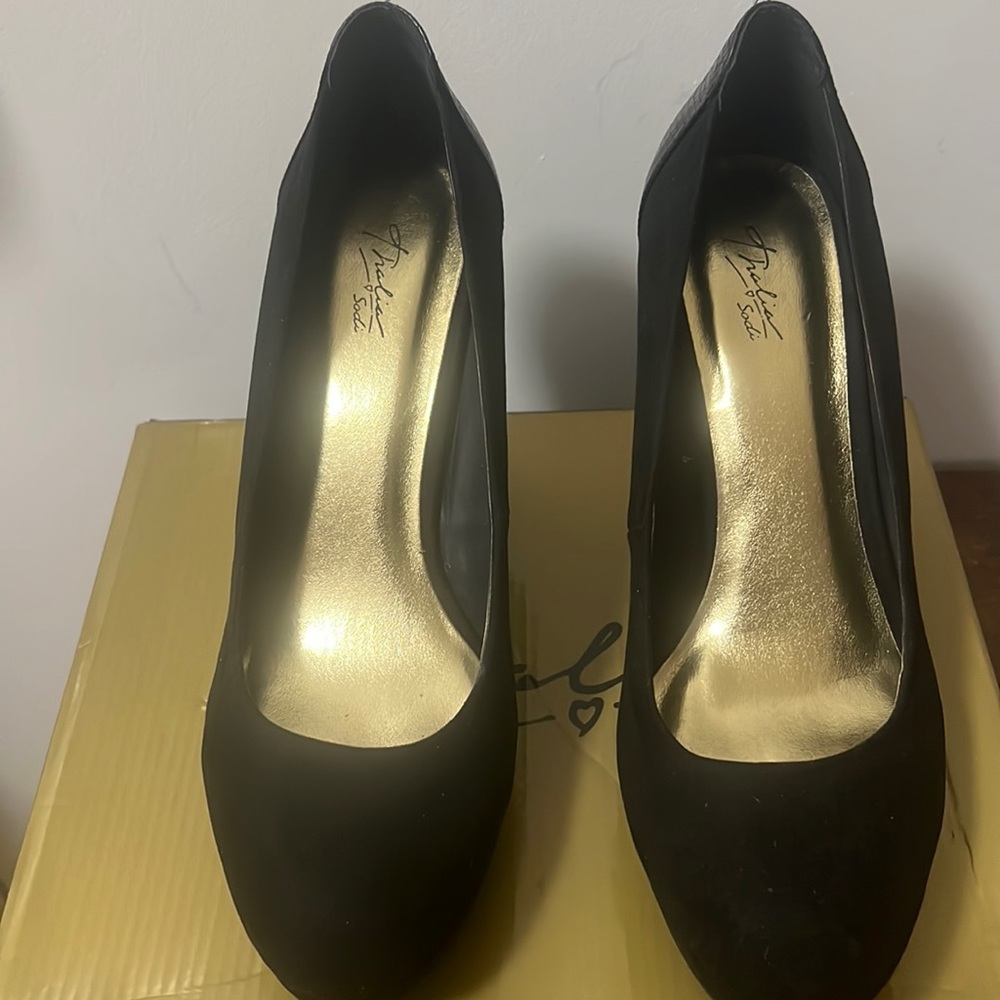 Thalia Black Suede Platform Wedge Shoe, NWT, Size11